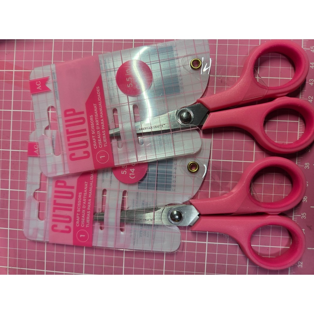 American Crafts Cutup Craft Scissors 5.5in Pink Cushioned Grip 2 Pairs 64200